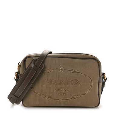 PRADA Jacquard Logo Camera Bag Corda Bruciato