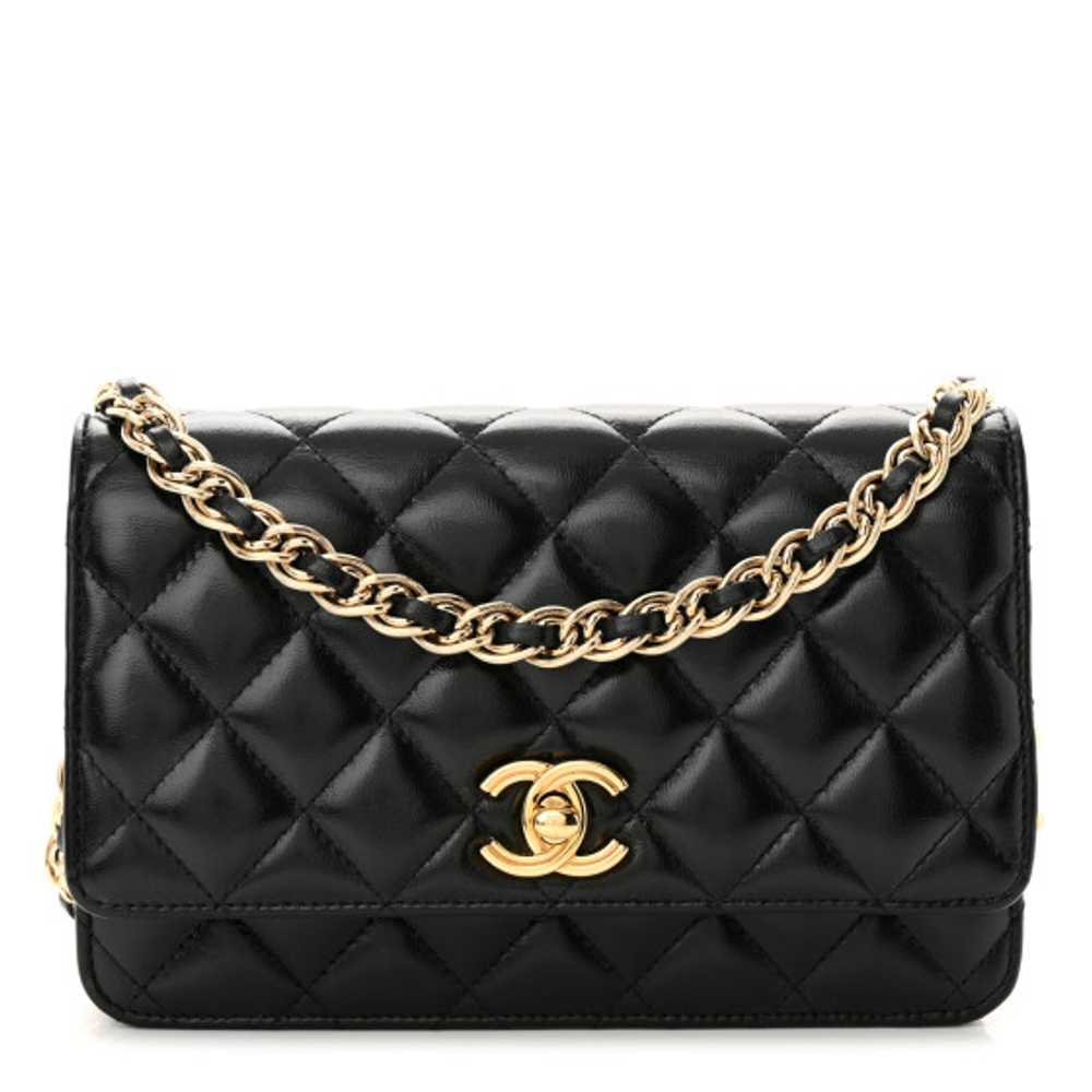 CHANEL Shiny Lambskin Quilted Golden Links Wallet… - image 1