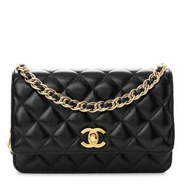 CHANEL Shiny Lambskin Quilted Golden Links Wallet… - image 1