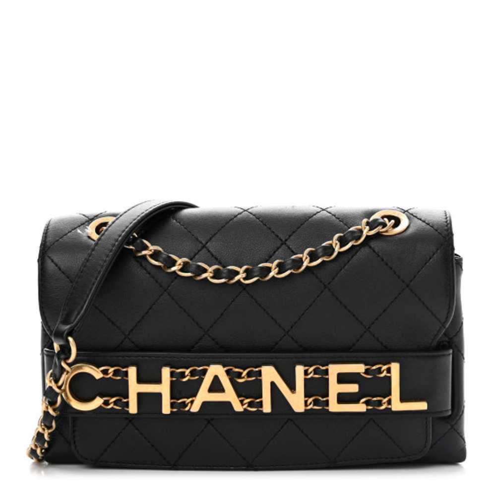 CHANEL Calfskin Quilted Small Enchained Flap Black - image 1