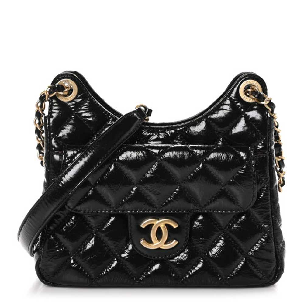 CHANEL Shiny Crumpled Calfskin Quilted Small Wavy… - image 1