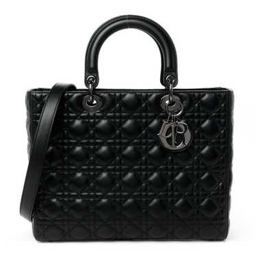 CHRISTIAN DIOR Lambskin Cannage Large Lady Dior Bl