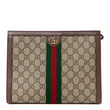 GUCCI GG Supreme Monogram Web Ophidia Pouch Brown