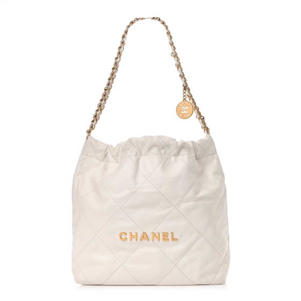 CHANEL Shiny Calfskin Quilted Chanel 22 White - image 1