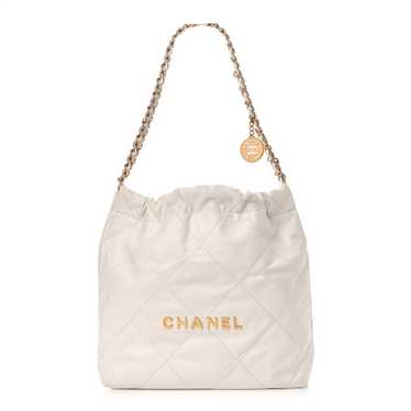 CHANEL Shiny Calfskin Quilted Chanel 22 White - image 1