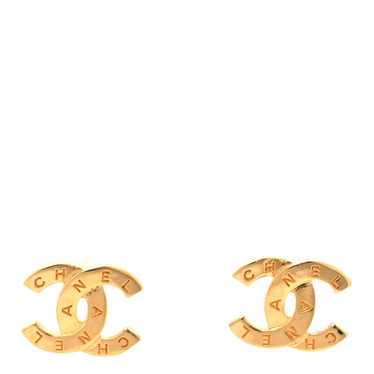 CHANEL Metal CC Paris Button Stud Earrings Gold