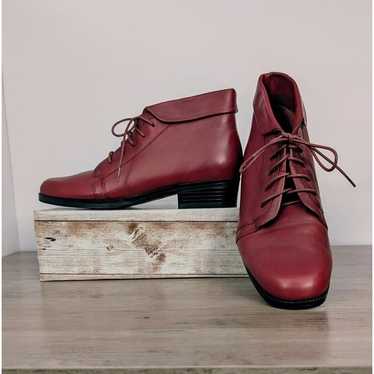 St Johns Bay Vintage Red Leather Ankle Boots Wome… - image 1