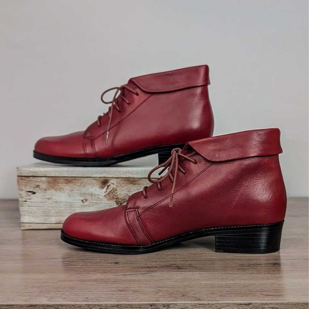 St Johns Bay Vintage Red Leather Ankle Boots Wome… - image 2