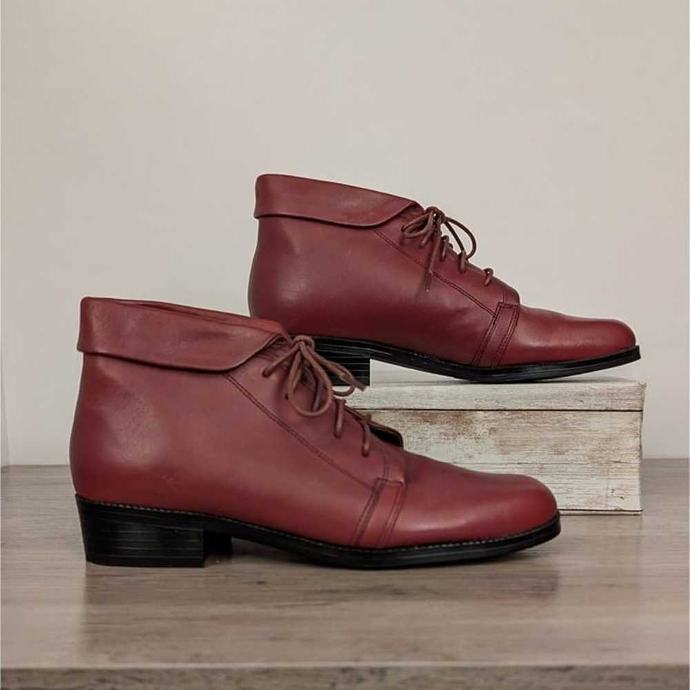 St Johns Bay Vintage Red Leather Ankle Boots Wome… - image 3