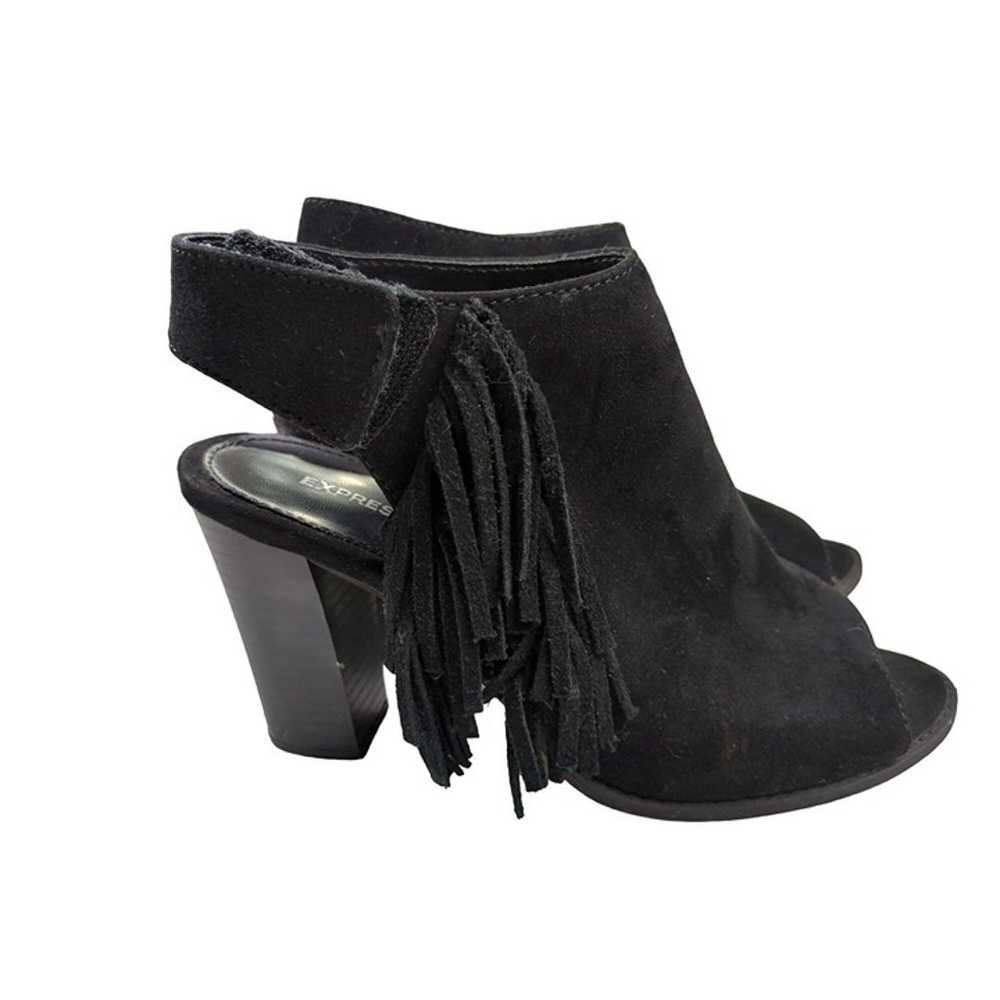 Express Bootie Womens 7 High Heel Tassel Black Fa… - image 3