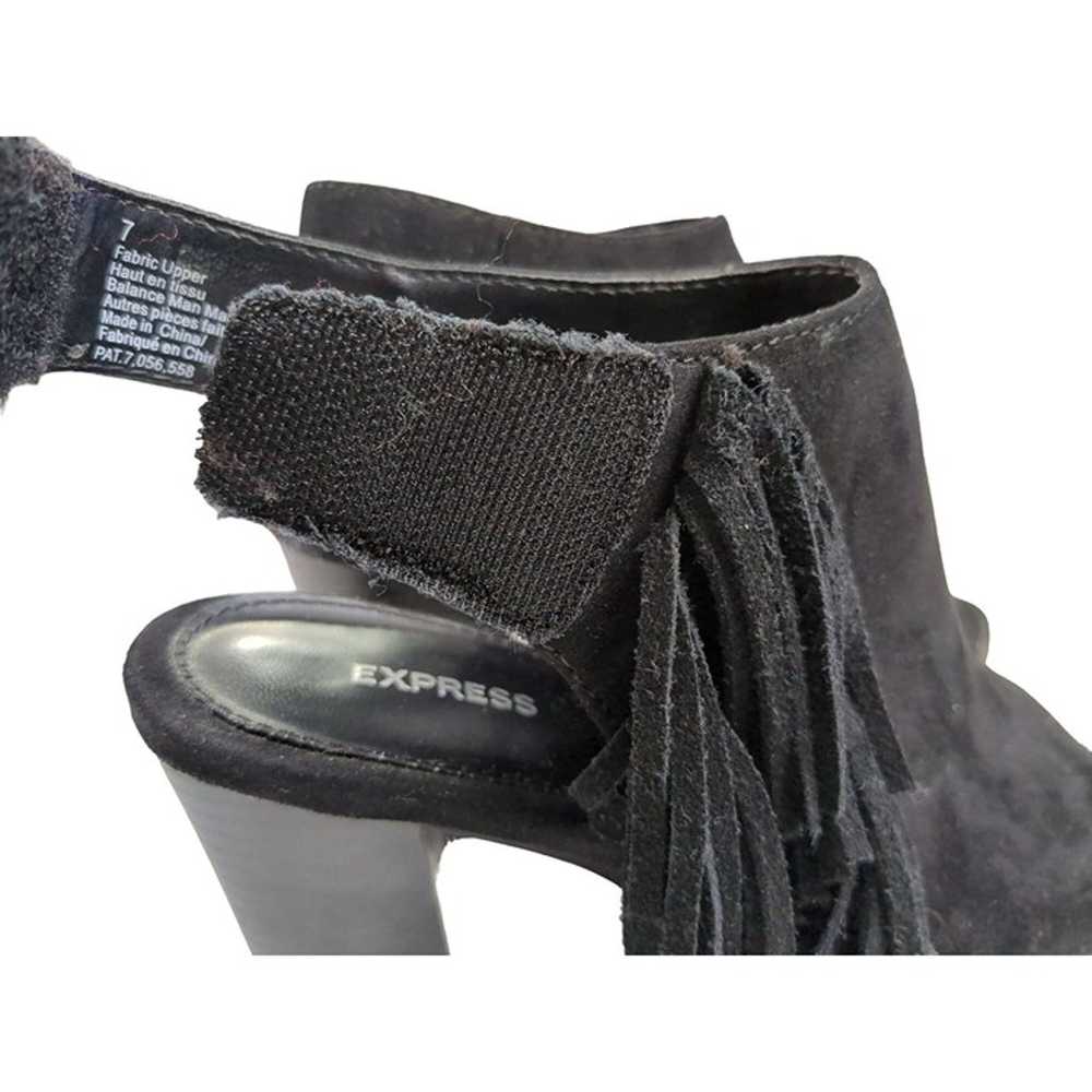 Express Bootie Womens 7 High Heel Tassel Black Fa… - image 4