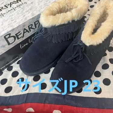 Size JP23 BEARPAW Navy Fringe Mouton Boots - image 1