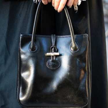 LONGCHAMP Leather Tote Bag Handbag Black - image 1