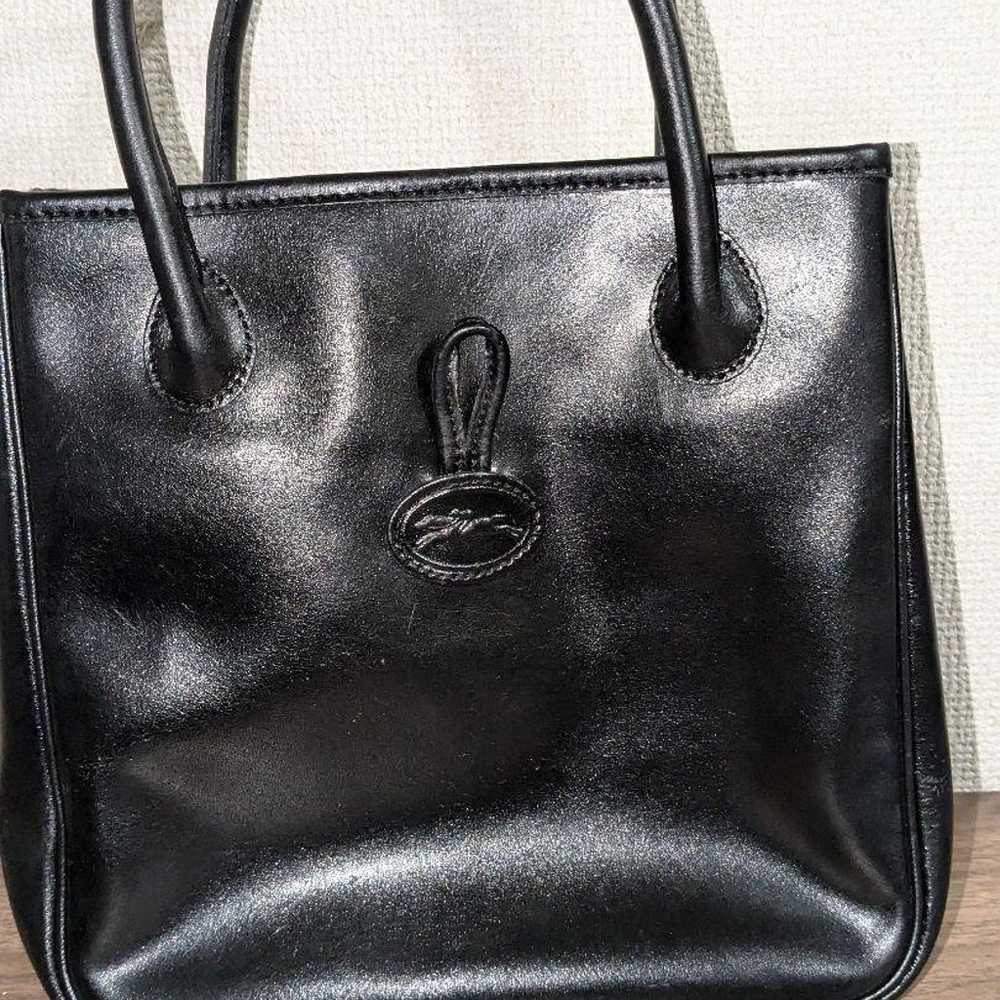 LONGCHAMP Leather Tote Bag Handbag Black - image 2