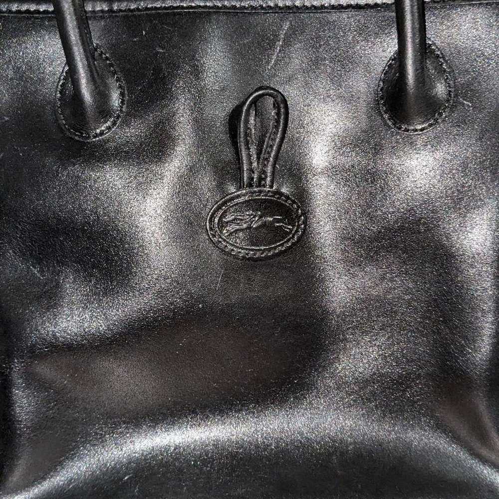 LONGCHAMP Leather Tote Bag Handbag Black - image 3