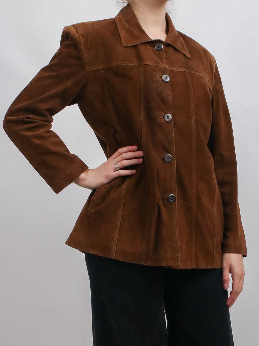 1990s Brown Suede Button Front Jacket - image 3