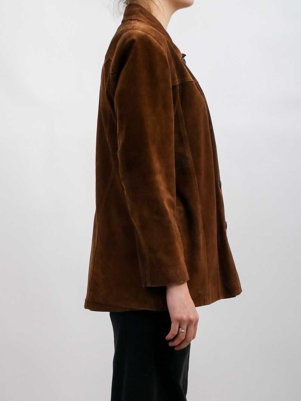 1990s Brown Suede Button Front Jacket - image 4