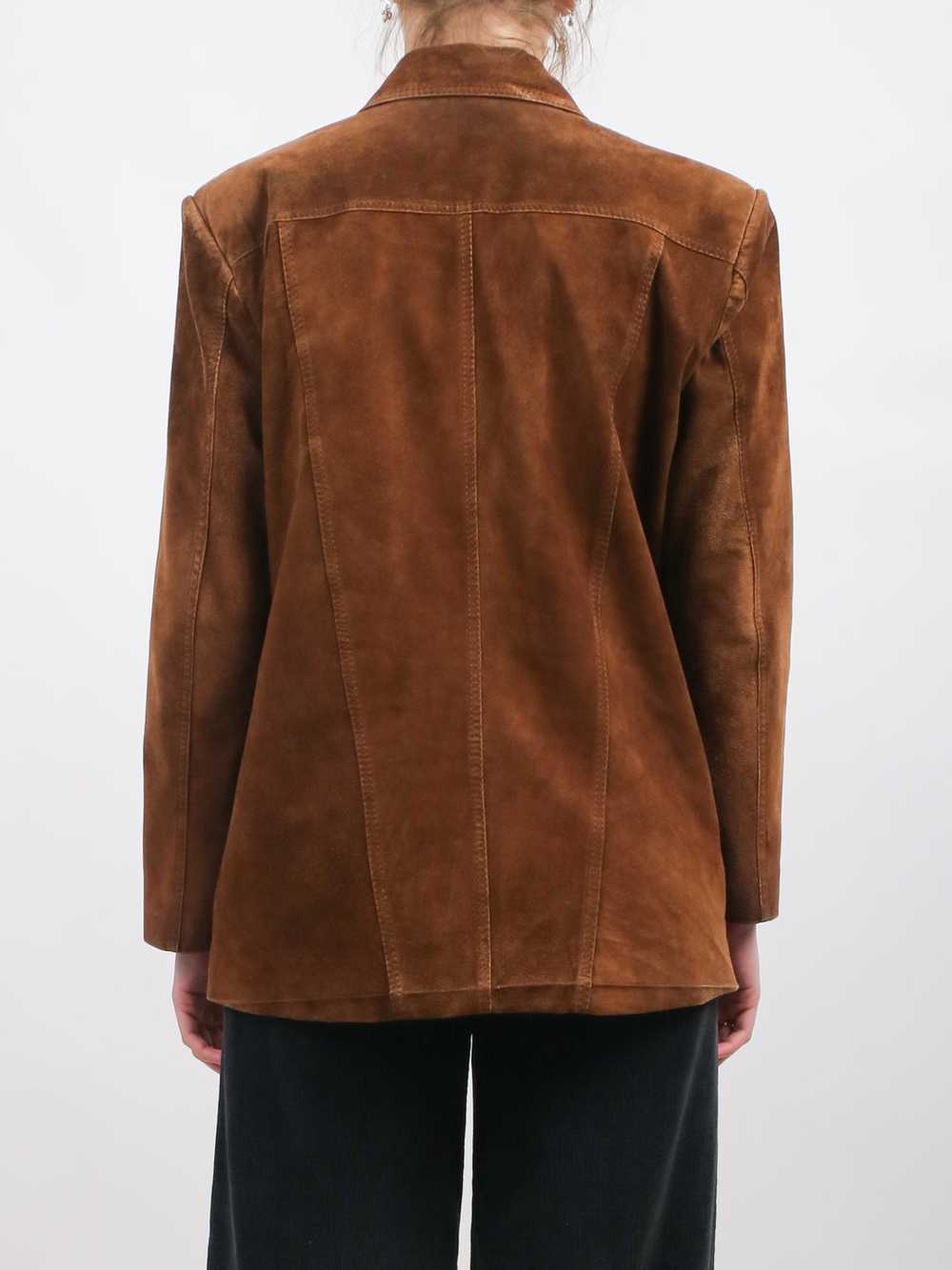 1990s Brown Suede Button Front Jacket - image 5