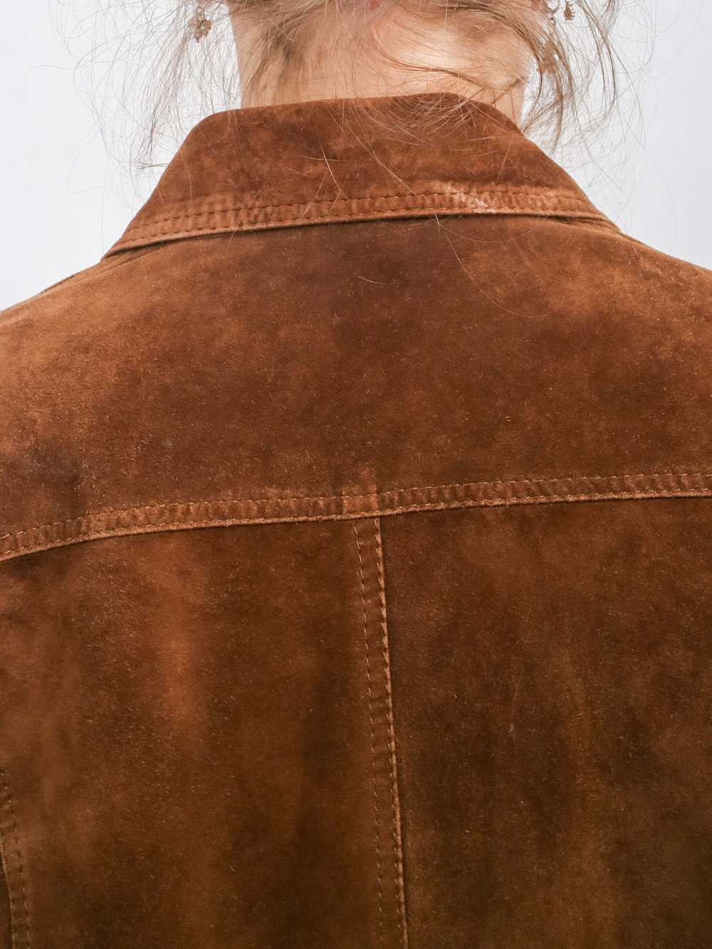 1990s Brown Suede Button Front Jacket - image 6