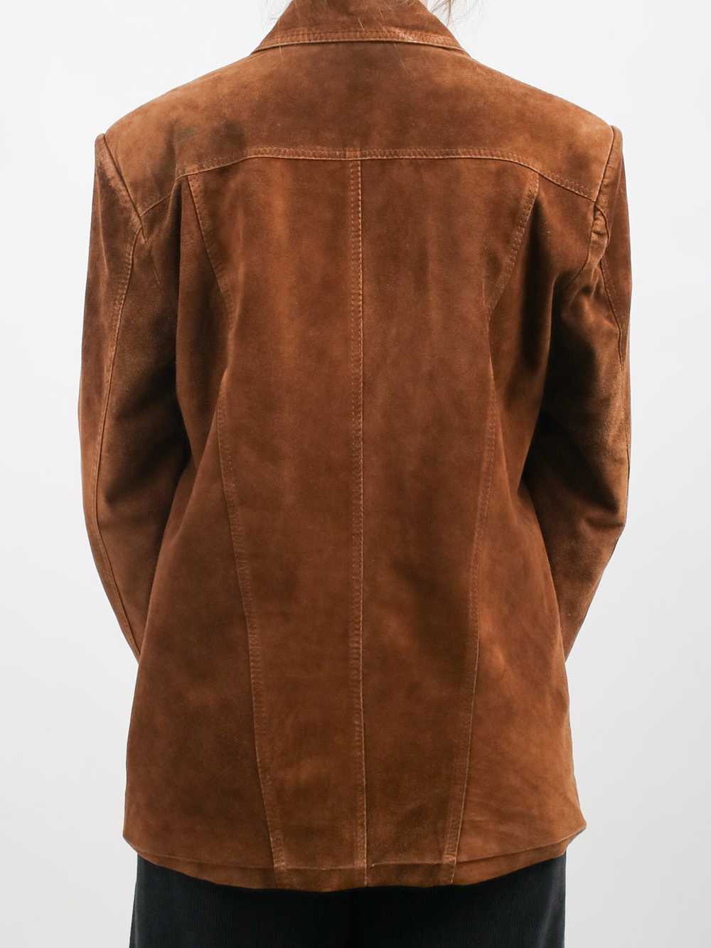 1990s Brown Suede Button Front Jacket - image 7