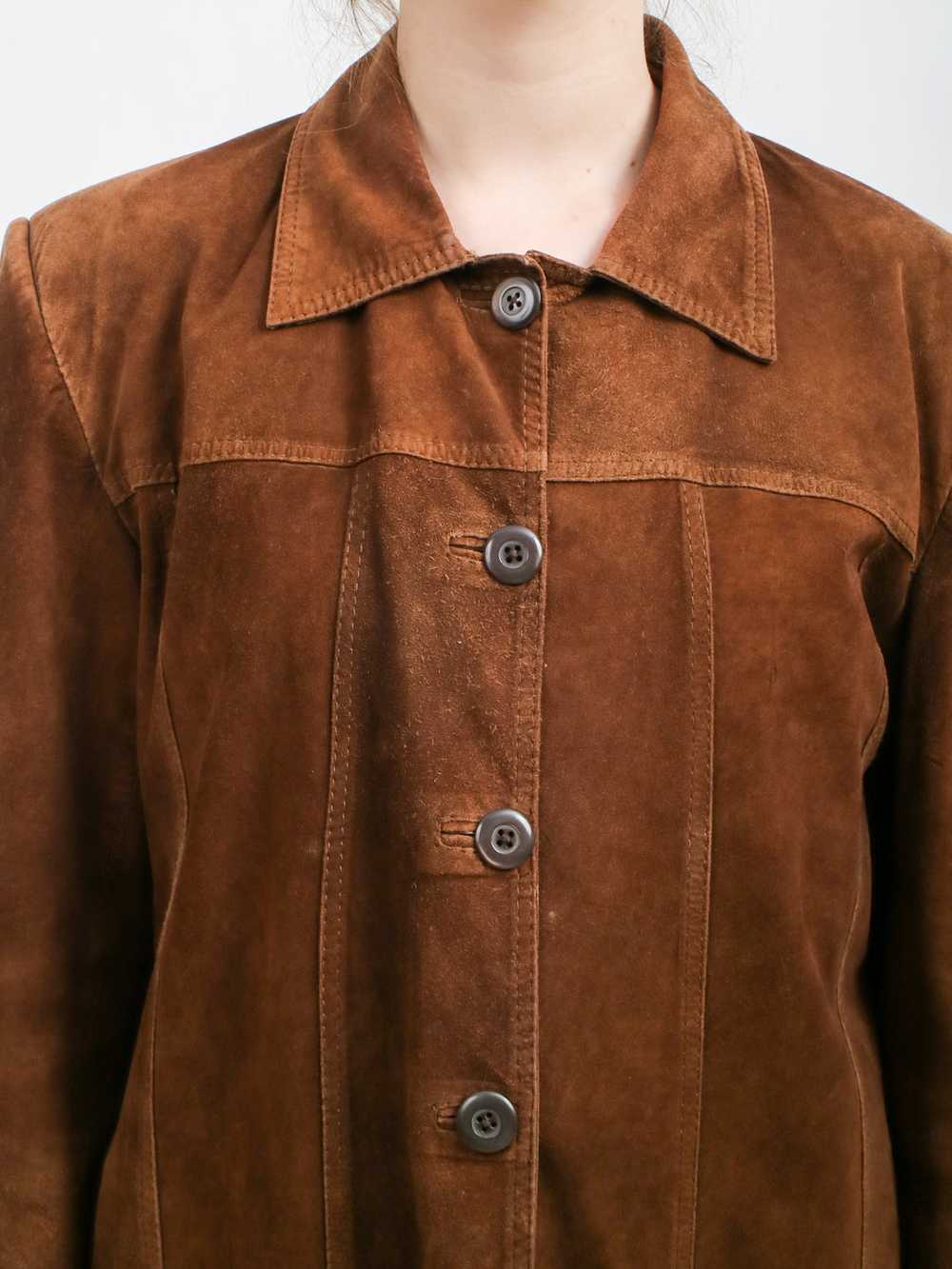 1990s Brown Suede Button Front Jacket - image 8