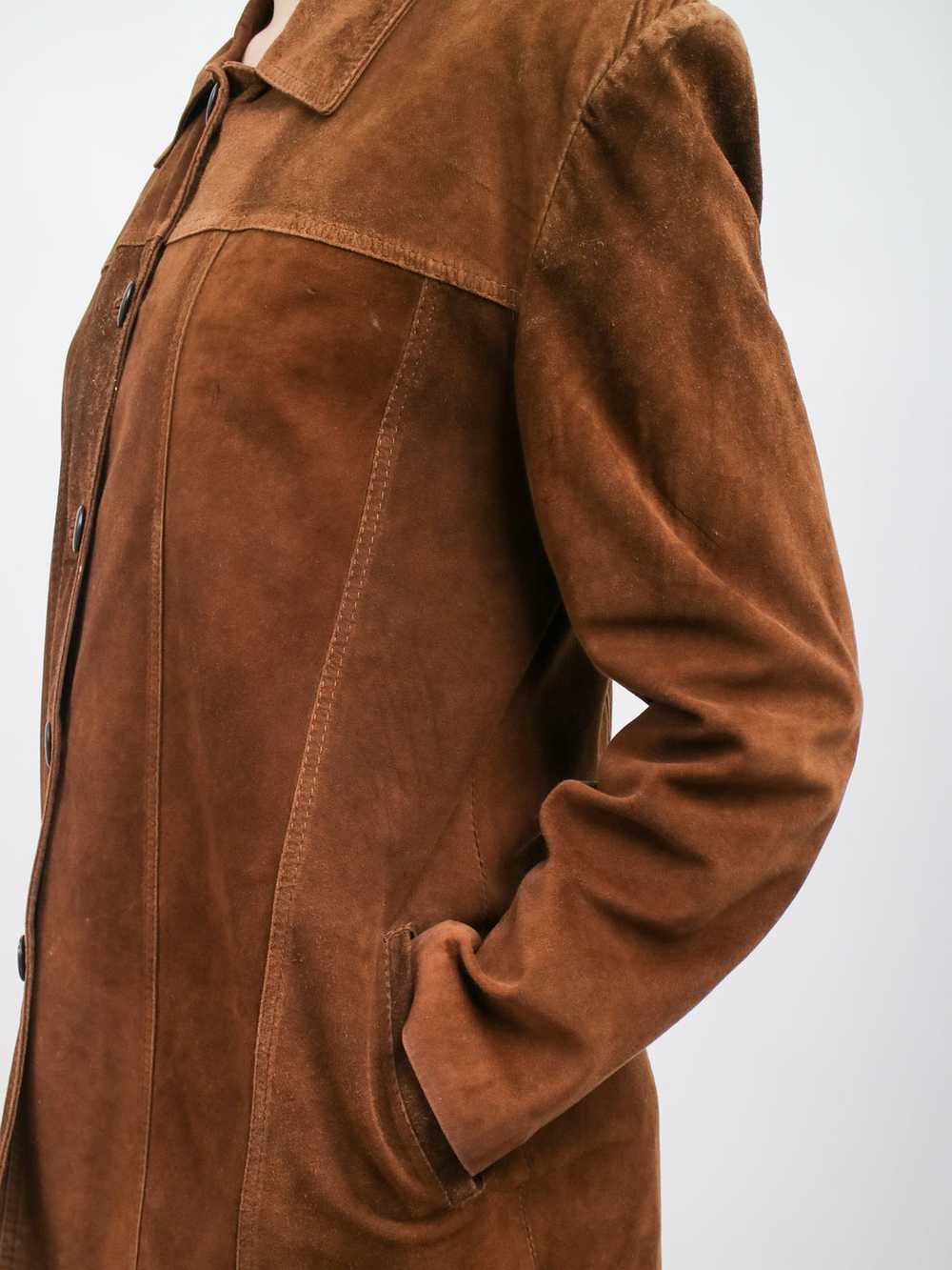 1990s Brown Suede Button Front Jacket - image 9