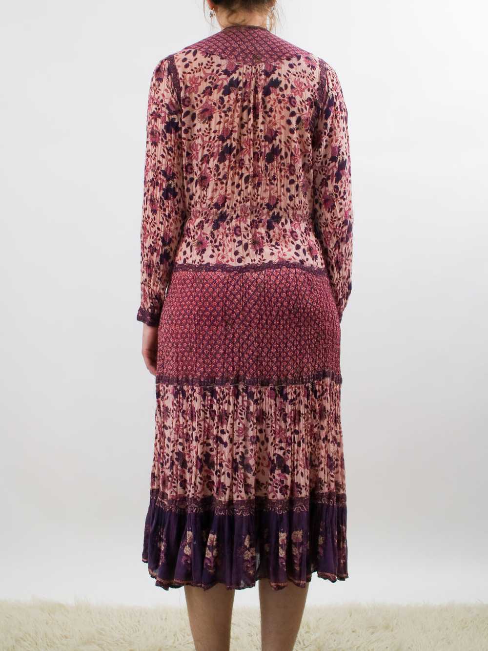 1970s Pink and Purple Indian Cotton Tent Dress - image 4