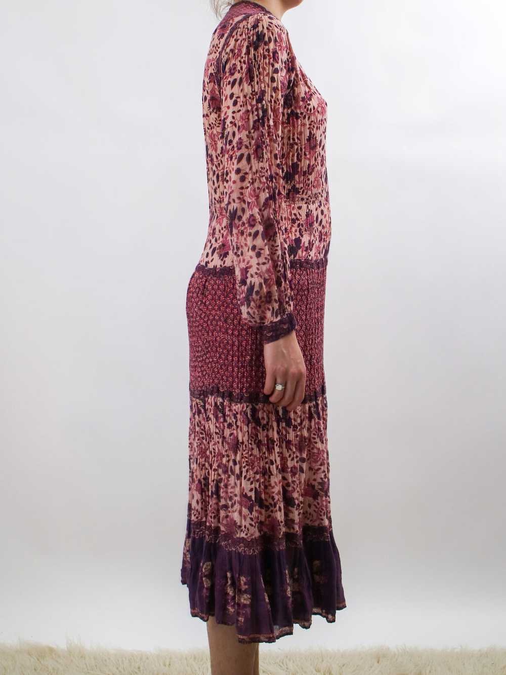 1970s Pink and Purple Indian Cotton Tent Dress - image 5