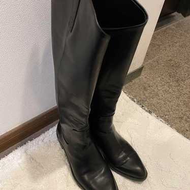 ZARA Long Boots 39 24.5-25 Black Flat Long Boots