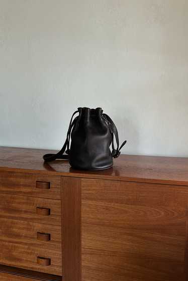 1990's COACH BLACK LEATHER BUCKET BAG