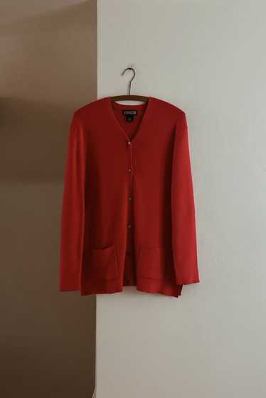 1990's LANDS END RED COTTON CARDIGAN