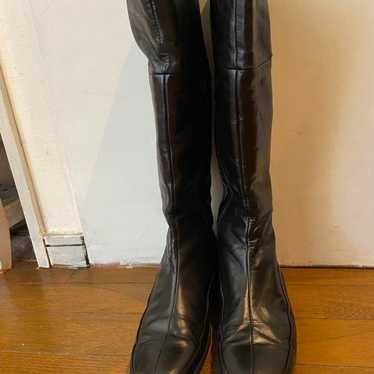 Black Genuine Leather Long Boots with Side Zipper - image 1