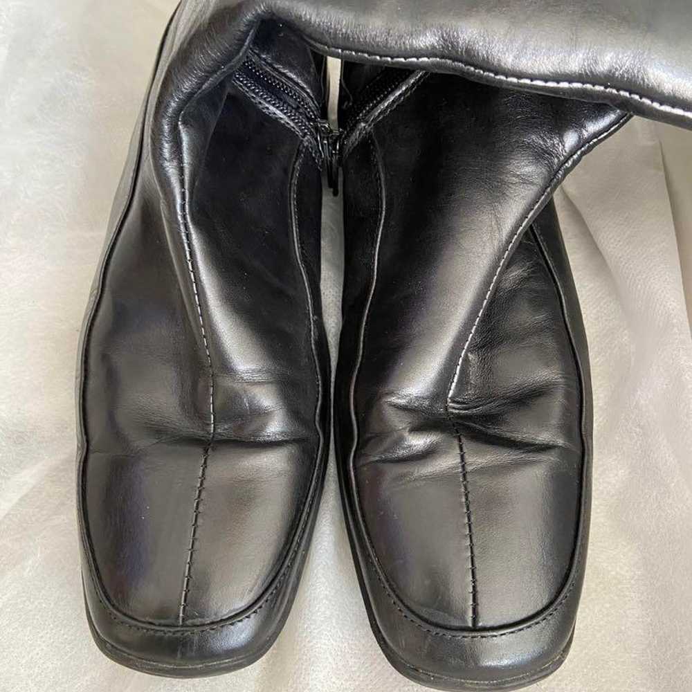 Black Genuine Leather Long Boots with Side Zipper - image 2