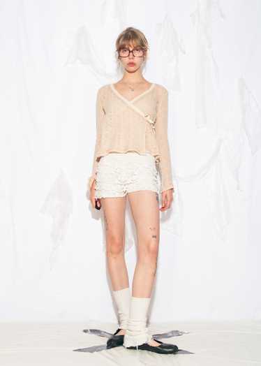 Vintage Y2K Lace Knit Jumper in Pastel Peach - image 1