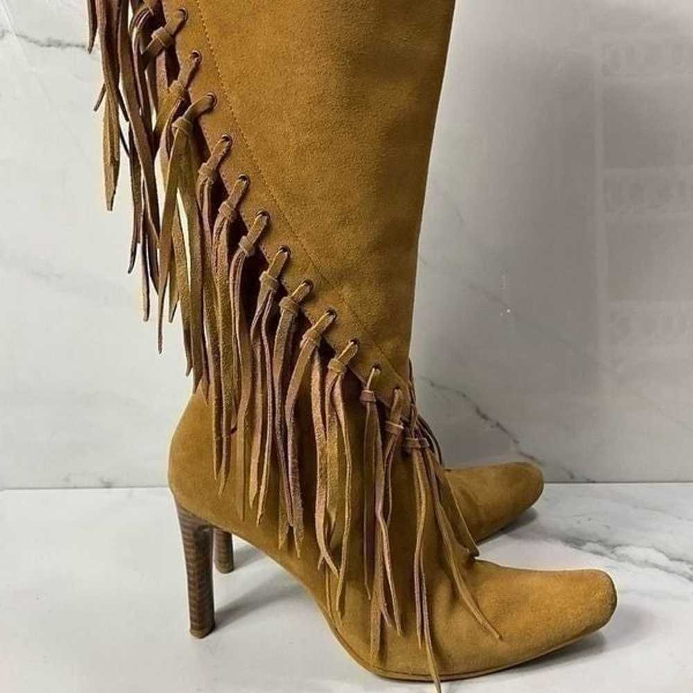 MIA Metcalf Suede Leather Fringe Tall Heel Boots - image 2