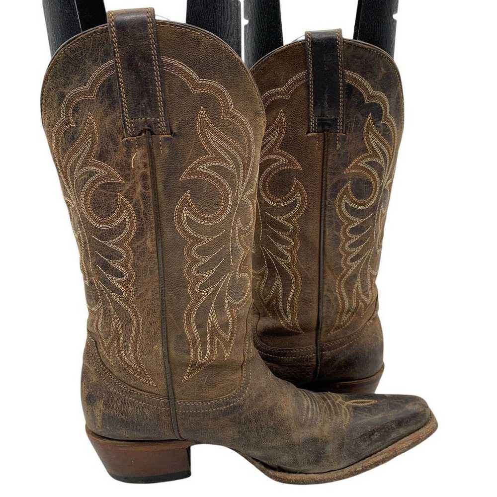 Shyanne Snip Toe Cowboy Boots Brown Leather Women… - image 1