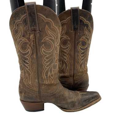 Shyanne Snip Toe Cowboy Boots Brown Leather Women… - image 1