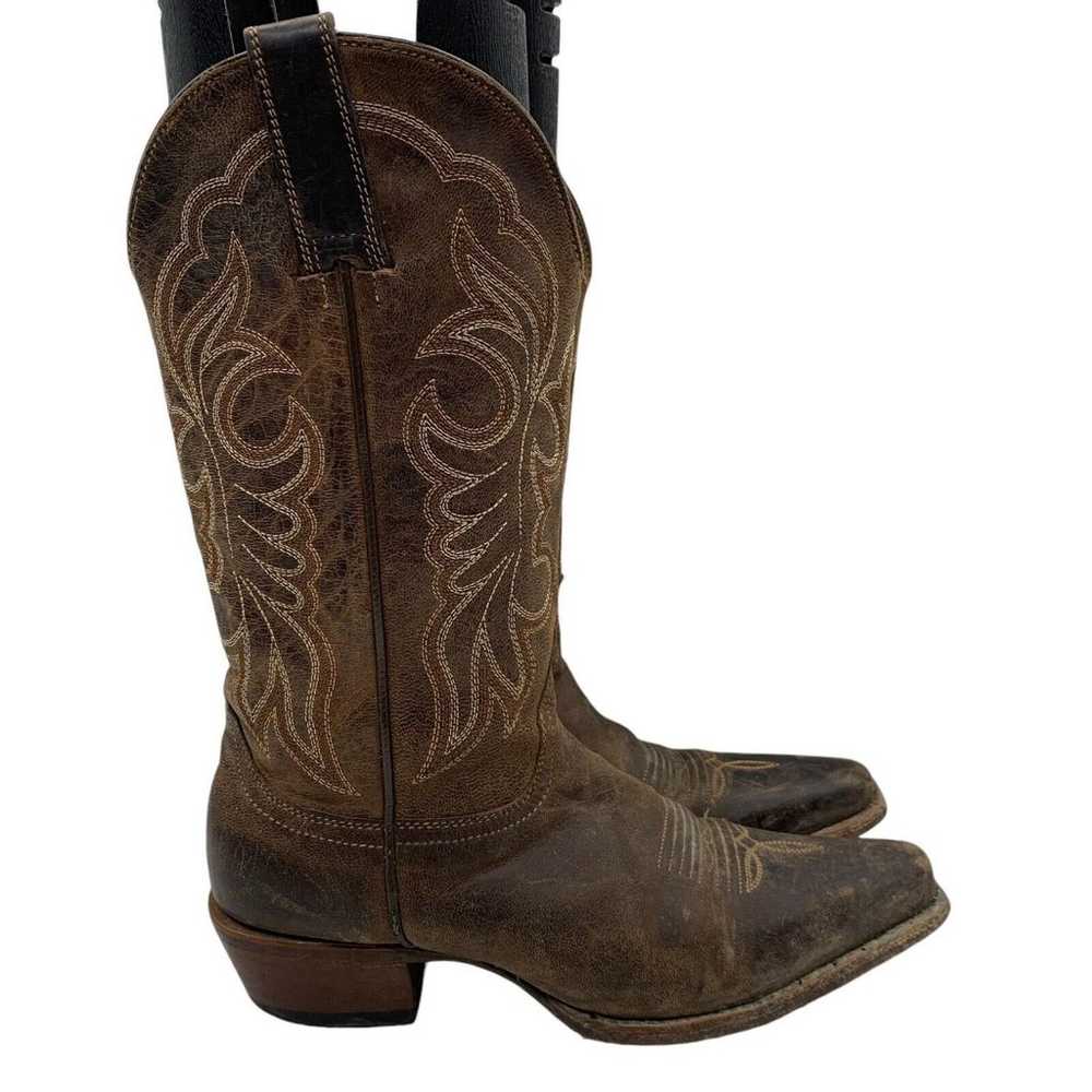 Shyanne Snip Toe Cowboy Boots Brown Leather Women… - image 3