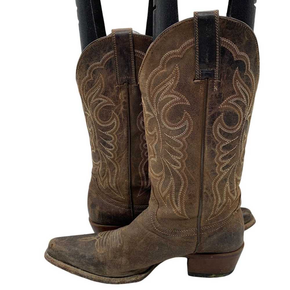 Shyanne Snip Toe Cowboy Boots Brown Leather Women… - image 4