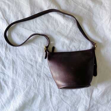 Vintage 90’s Coach Satin and on sale Leather Black “Maggie” Duffle Bucket Purse Handbag.