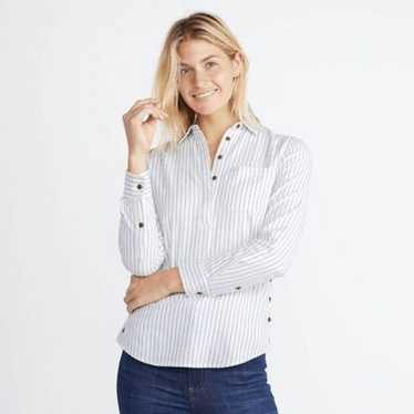 Marine Layer Dakota 100% Organic shops Cotton striped top women's long sleeve button