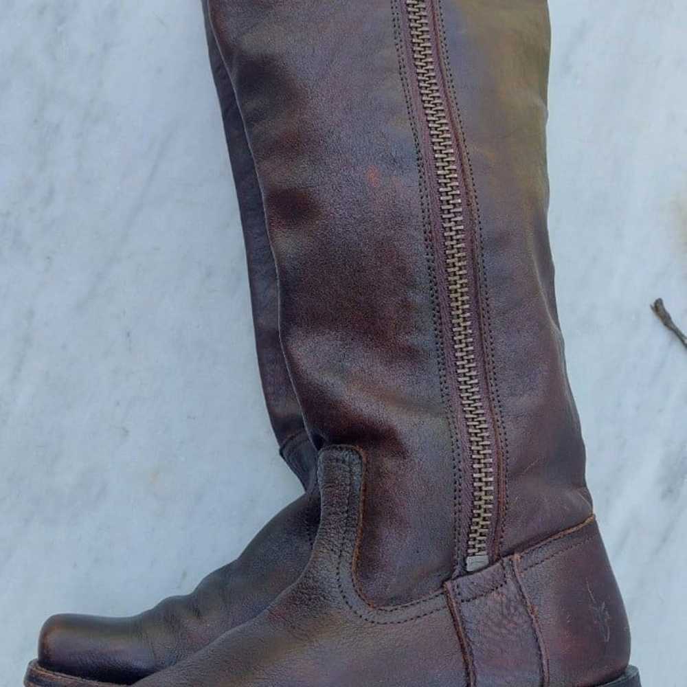 FRYE HEATH OUTSIDE ZIP MOTORCYCLE  BOOTS MAPLE BR… - image 3