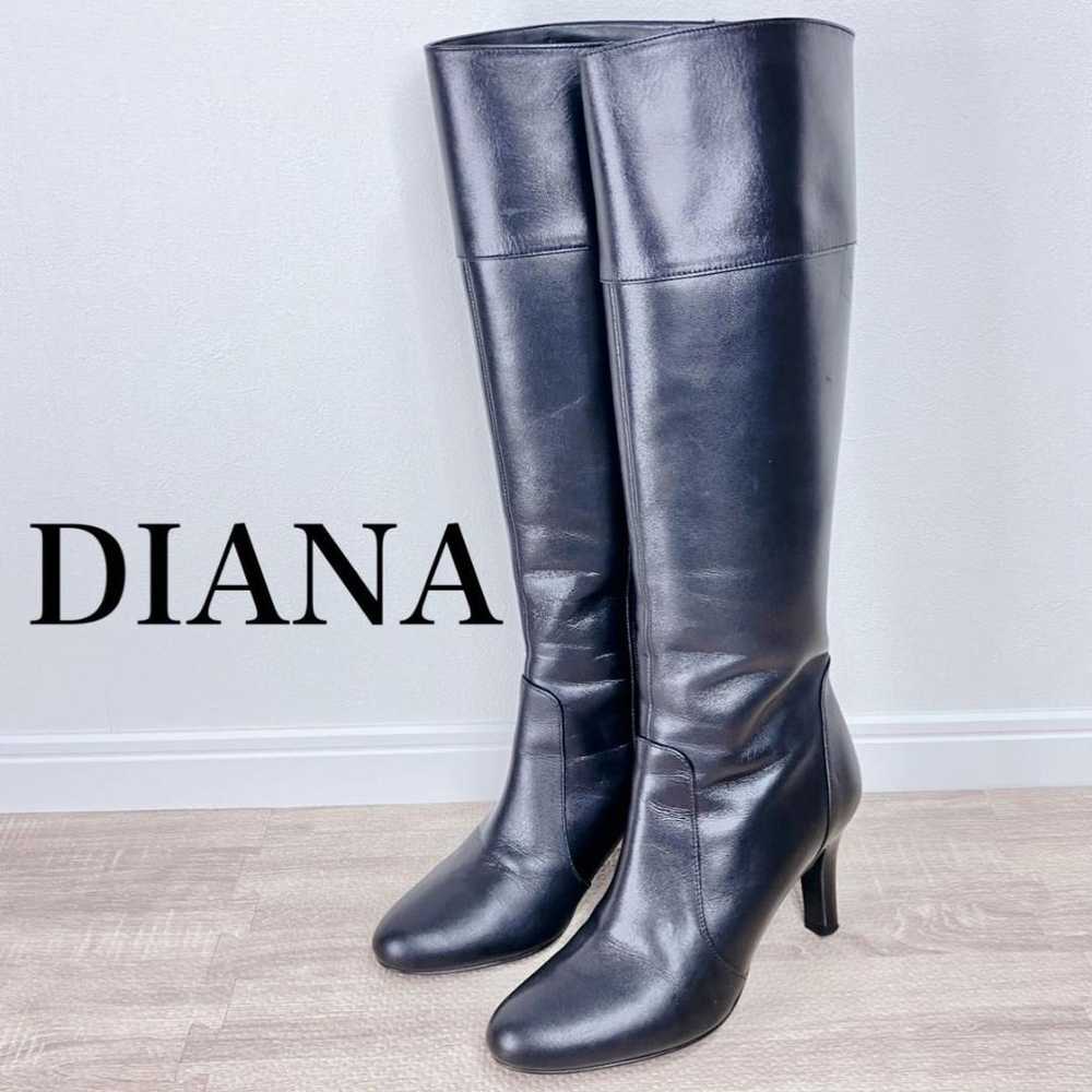 DIANA Side Zip Leather Long Boots Black 23cm - image 1