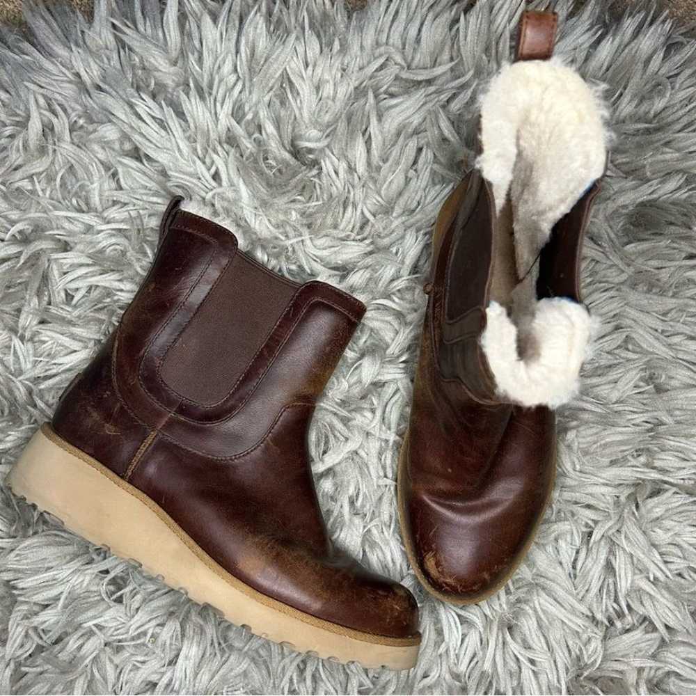 UGG Slim Britt brown leather wedge boots women’s … - image 1