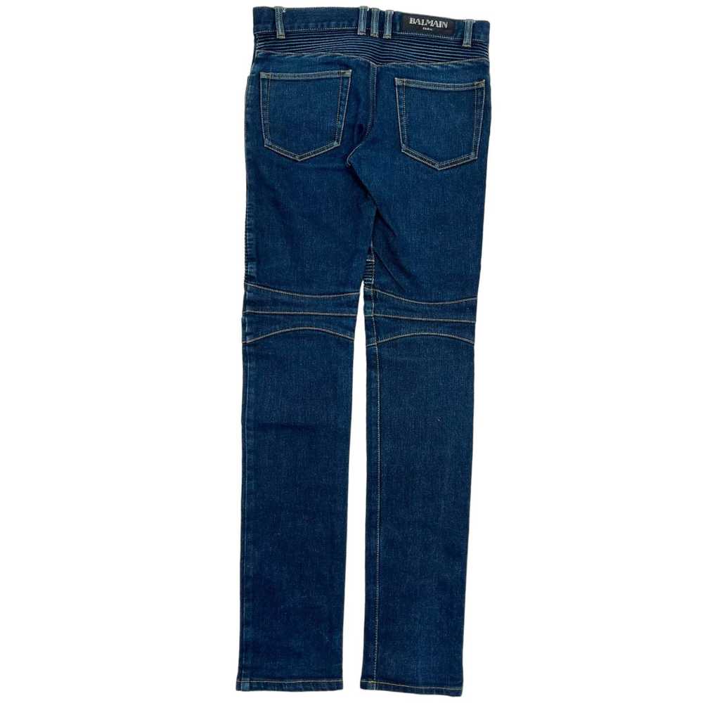 Balmain Distressed Biker Jeans Blue - image 3