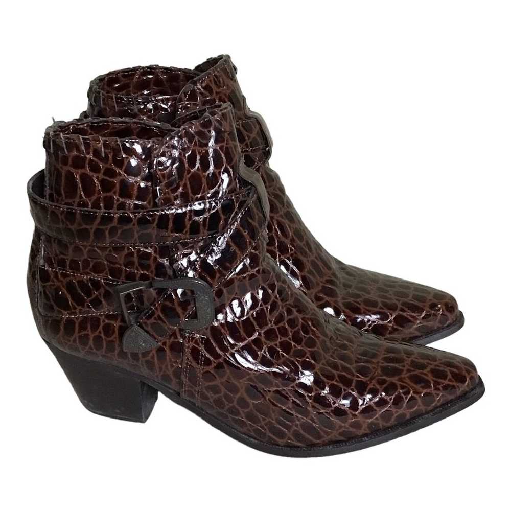 Dingo Women boot 9.5 patent Leather Croc ankle bo… - image 1