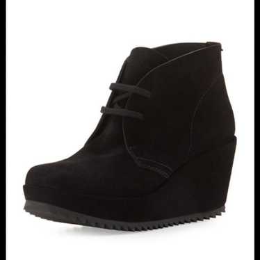 Pedro Garcia black suede leather wedge booties Sz… - image 1