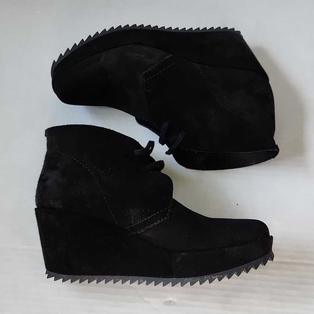 Pedro Garcia black suede leather wedge booties Sz… - image 4