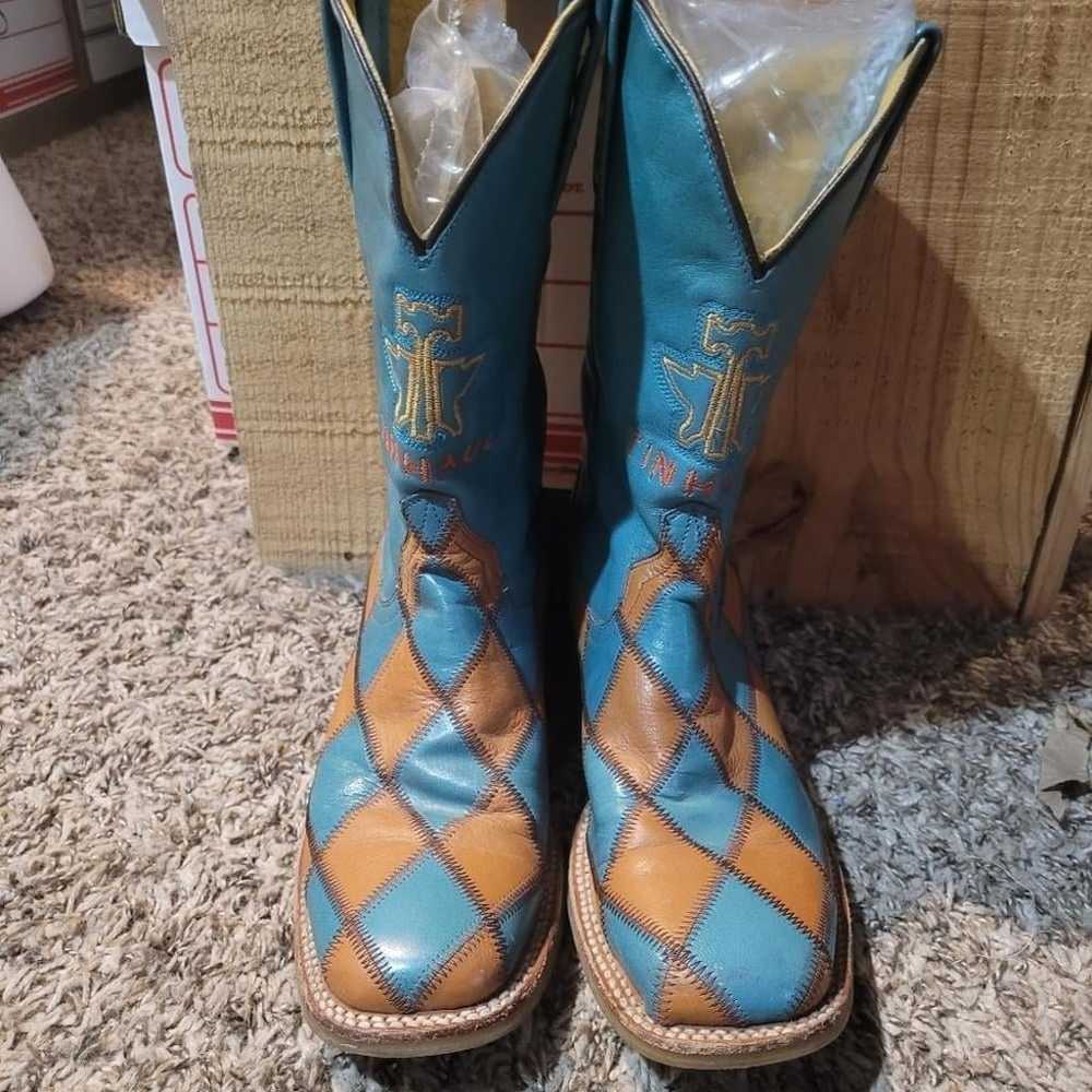 Tin Haul Leather Western Boots Diamond Pattern - image 5