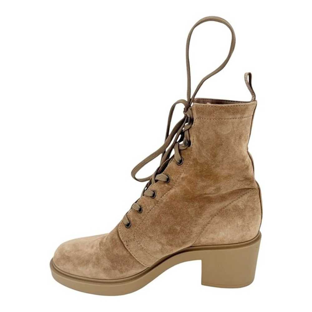 Gianvito Rossi Suede Lace Up Combat Boots - image 1